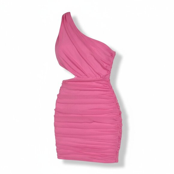 NWT Hello Molly Cupids Kiss Dress Pink One Shoulder Mini Ruched Bodycon Sexy M 6 - Picture 3 of 12